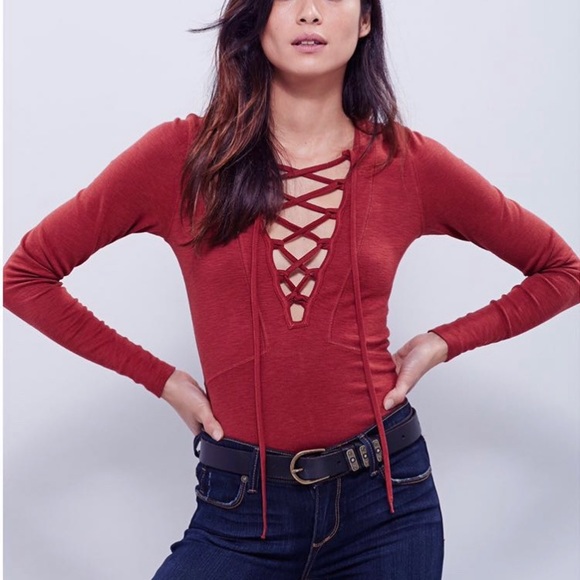 Free People Tops - Free People Long Sleeve Lucky Lace-up Top